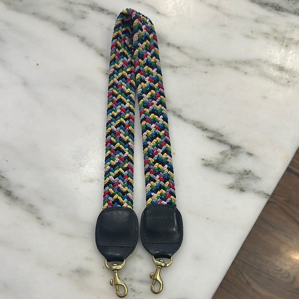 Clare V Colorful Braided Strap with Black Leather and Gold Accents
